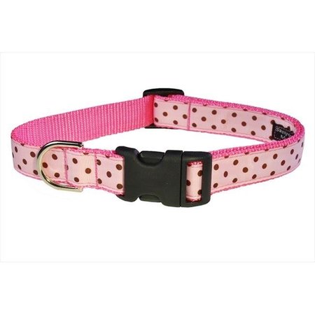 SASSY DOG WEAR Sassy Dog Wear POLKA DOT-PINK-BROWN3-C Polka Dot Dog Collar; Pink & Brown - Medium POLKA DOT-PINK/BROWN3-C